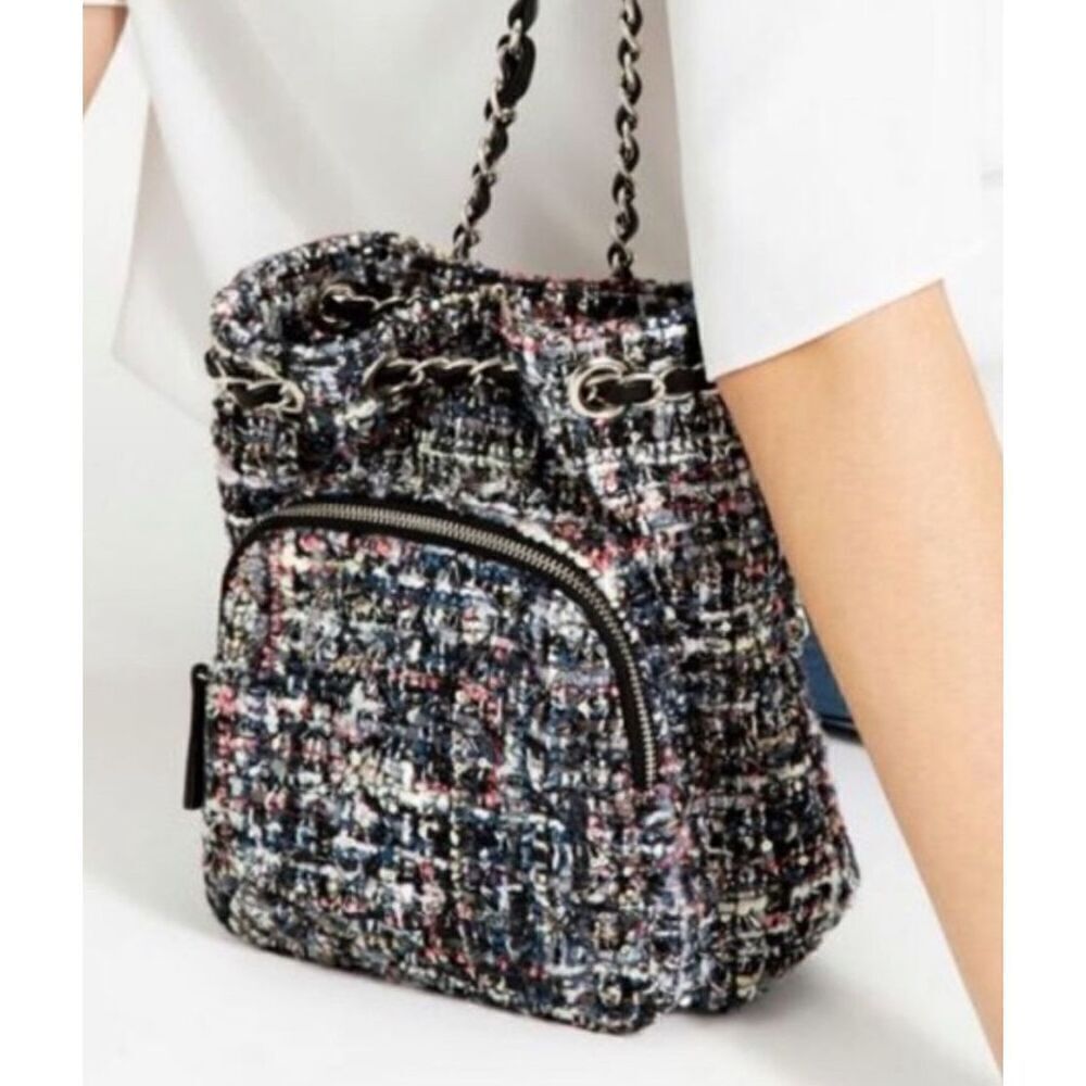Zara Tweed Mini Rucksak Bag